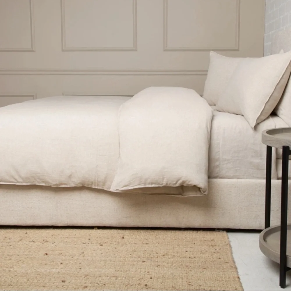 NWT Pom Pom at Home Natural Linen King Size Duvet Cover with 2 King Shams Flax